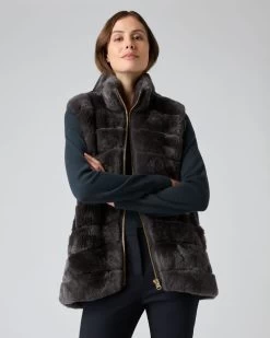 Women's Nova Fur Gilet Dark Grey -Cozy Fashion Shop AW23 NPW001576 DKG 5 opt
