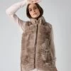 Women's Nova Fur Gilet Taupe Brown 1 Women's Nova Fur Gilet Taupe Brown -Cozy Fashion Shop AW23 NPW001576 TAU 1