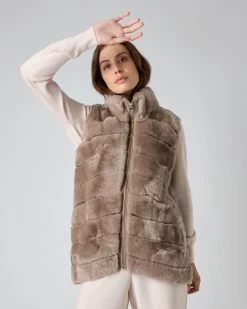 Women's Nova Fur Gilet Taupe Brown
