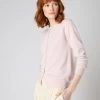 Women's Olivia Round Neck Cashmere Cardigan Quartz Pink