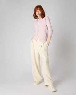 Women's Olivia Round Neck Cashmere Cardigan Quartz Pink -Cozy Fashion Shop AW23 NPW001802B QZP 3