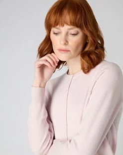 Women's Olivia Round Neck Cashmere Cardigan Quartz Pink -Cozy Fashion Shop AW23 NPW001802B QZP 5