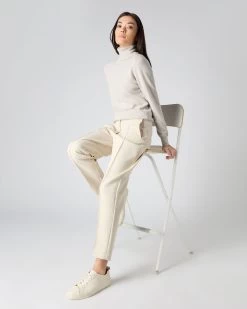 Women's Luna Roll Neck Cashmere Jumper Pebble Grey -Cozy Fashion Shop AW23 NPW001867 PBG 3