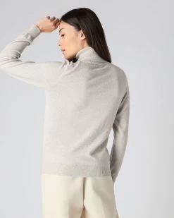 Women's Luna Roll Neck Cashmere Jumper Pebble Grey -Cozy Fashion Shop AW23 NPW001867 PBG 4