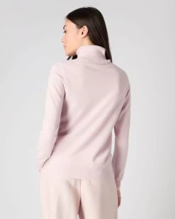 Women's Luna Roll Neck Cashmere Jumper Quartz Pink -Cozy Fashion Shop AW23 NPW001867 QZP 4