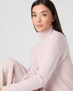 Women's Luna Roll Neck Cashmere Jumper Quartz Pink -Cozy Fashion Shop AW23 NPW001867 QZP 5