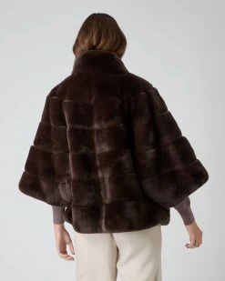 Women's Layla Fur Short Jacket Chocolate Brown -Cozy Fashion Shop AW23 NPW002238 CHO 4