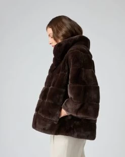 Women's Layla Fur Short Jacket Chocolate Brown -Cozy Fashion Shop AW23 NPW002238 CHO 5