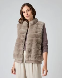 Women's Eva Detachable Sleeve Gilet Mid Grey -Cozy Fashion Shop AW23 NPW002244B MGY 5