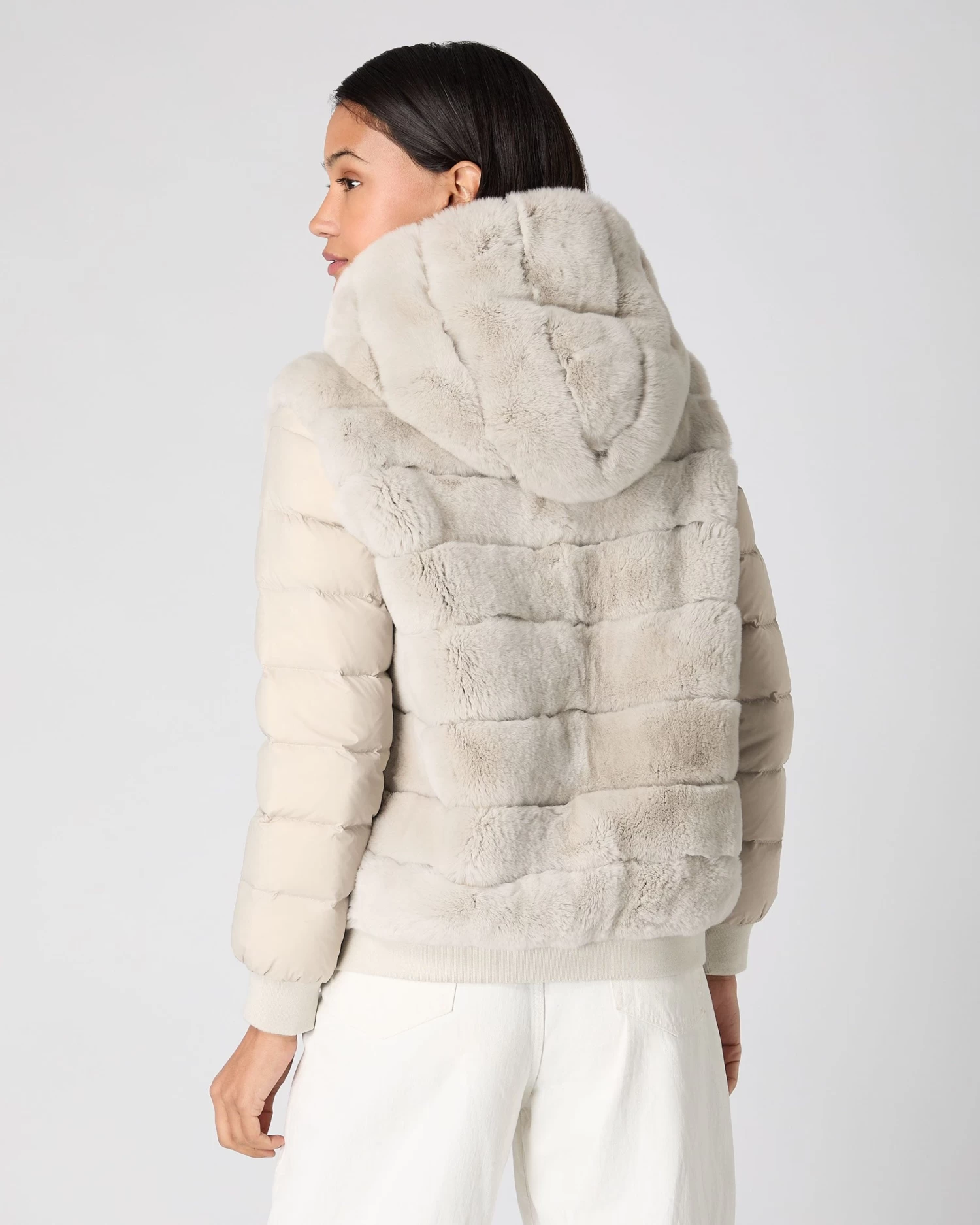 Women's Eva Detachable Fur Jacket Snow Grey 6 Women's Eva Detachable Fur Jacket Snow Grey - Image 4