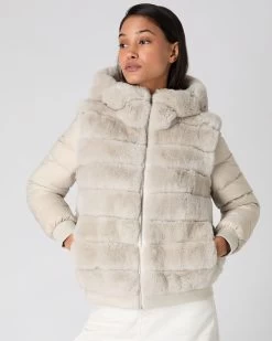 Women's Eva Detachable Fur Jacket Snow Grey 13 Women's Eva Detachable Fur Jacket Snow Grey -Cozy Fashion Shop AW23 NPW002244 S29 5
