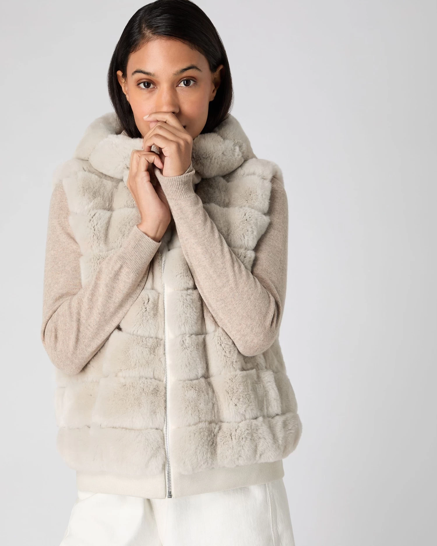 Women's Eva Detachable Fur Jacket Snow Grey 8 Women's Eva Detachable Fur Jacket Snow Grey - Image 6