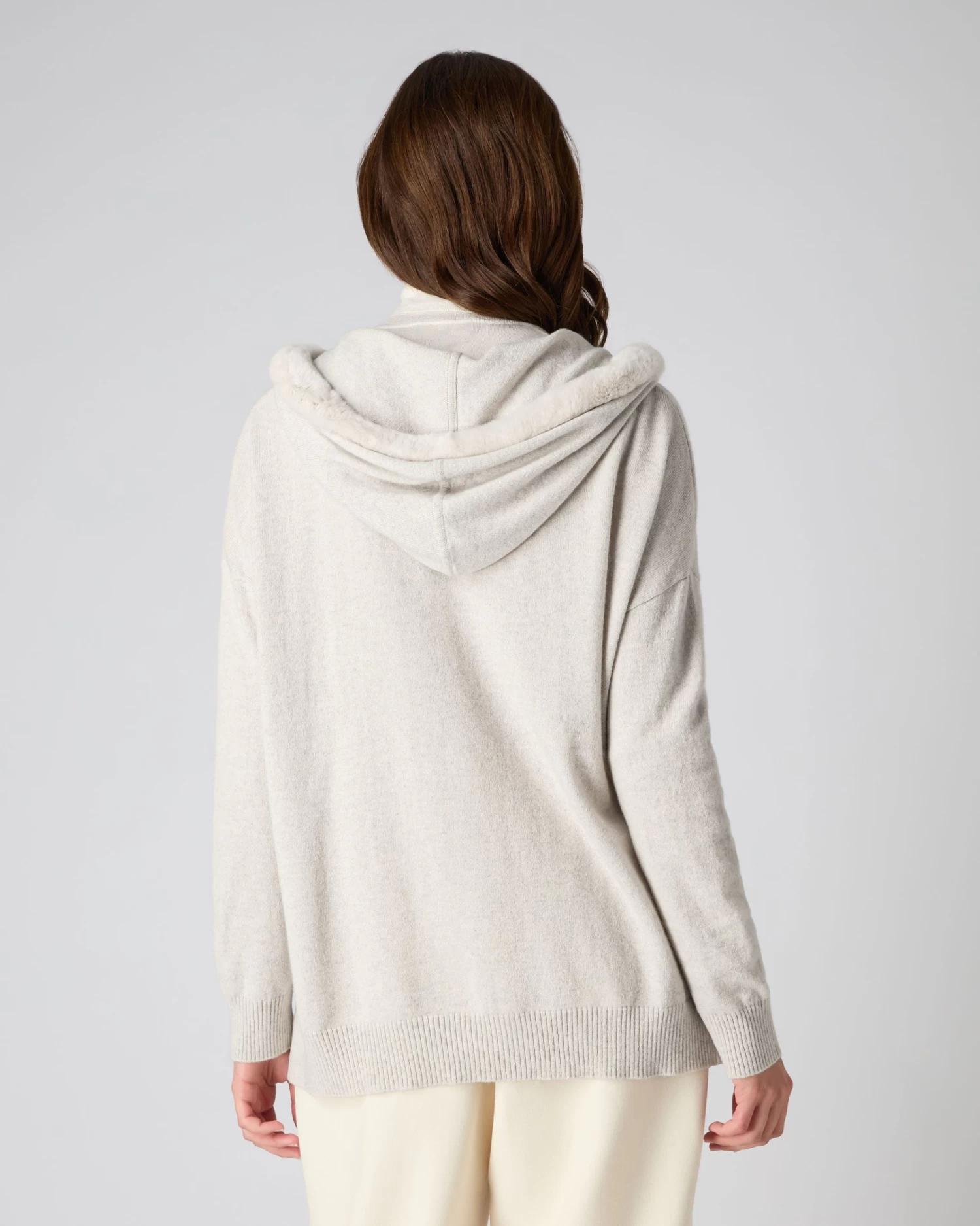 Women's Alicia Fur Trim Hoodie Pebble Grey 6 Women's Alicia Fur Trim Hoodie Pebble Grey - Image 4