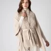 Women's Isabella Fur Trim Cashmere Cape Heather Beige Brown
