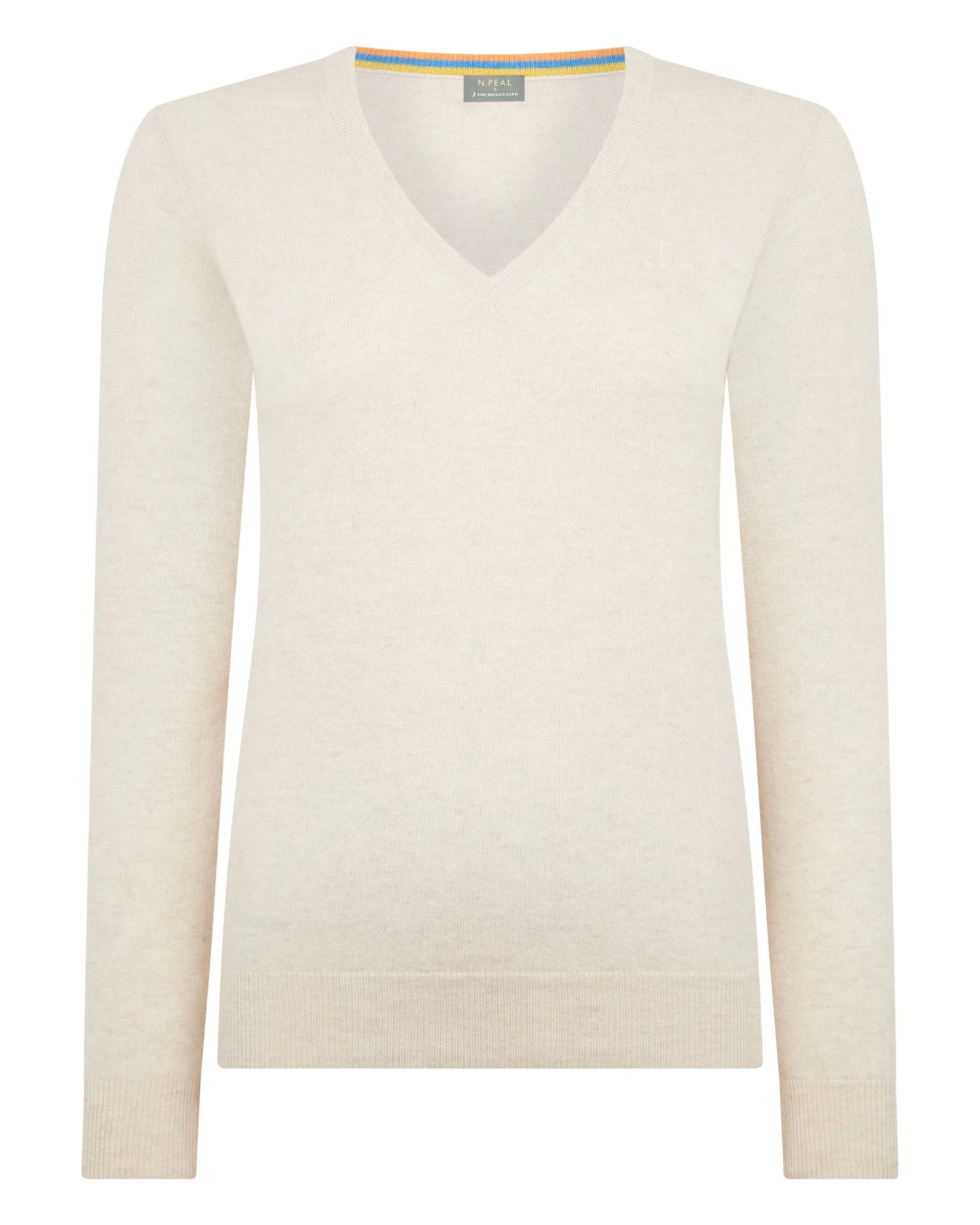 The Jockey Club Women's V Neck Cashmere Jumper Ecru White 4 The Jockey Club Women's V Neck Cashmere Jumper Ecru White - Image 2