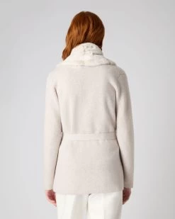 Women's Ruby Herringbone Fur Cardigan New Ivory White -Cozy Fashion Shop AW23 NPW108717 NSS 4