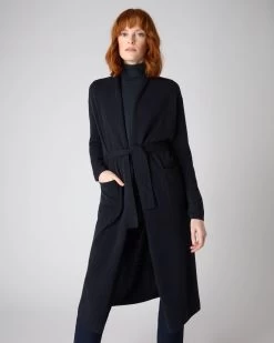 Women's Maxi Lightweight Cashmere Cardigan Navy Blue