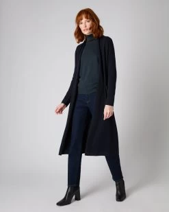 Women's Maxi Lightweight Cashmere Cardigan Navy Blue -Cozy Fashion Shop AW23 NPW108763 N60 3