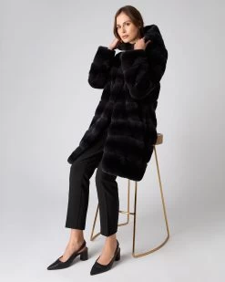 Women's Long Rex Hooded Coat Dark Grey -Cozy Fashion Shop AW23 NPW108830 DKG 3