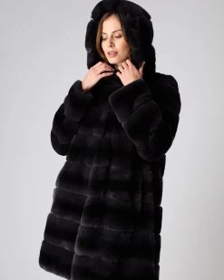 Women's Long Rex Hooded Coat Dark Grey -Cozy Fashion Shop AW23 NPW108830 DKG 5