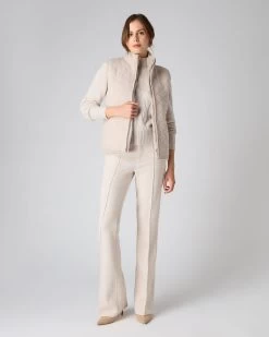 Women's Robyn Fur Lined Cashmere Gilet Heather Beige Brown -Cozy Fashion Shop AW23 NPW108886 H22 3