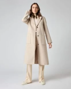 Women's Fur Collar Woven Coat Beige Brown -Cozy Fashion Shop AW23 NPW109033 BGE 3
