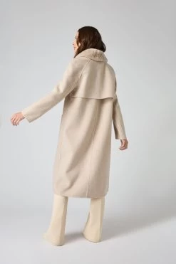 Women's Fur Collar Woven Coat Beige Brown -Cozy Fashion Shop AW23 NPW109033 BGE 4