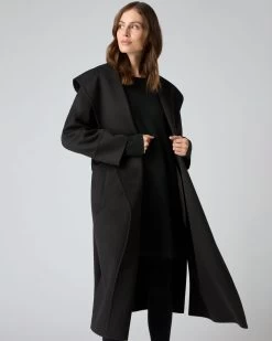 Women's Cashmere Robe Coat Black -Cozy Fashion Shop AW23 NPW109145 BLK 1