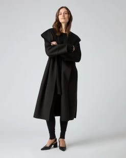 Women's Cashmere Robe Coat Black -Cozy Fashion Shop AW23 NPW109145 BLK 3