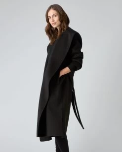 Women's Cashmere Robe Coat Black -Cozy Fashion Shop AW23 NPW109145 BLK 5