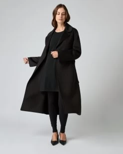 Women's Notch Lapel Cashmere Coat Black 11 Women's Notch Lapel Cashmere Coat Black -Cozy Fashion Shop AW23 NPW109146 BLK 1