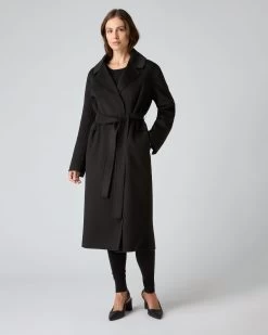 Women's Notch Lapel Cashmere Coat Black 9 Women's Notch Lapel Cashmere Coat Black -Cozy Fashion Shop AW23 NPW109146 BLK 3