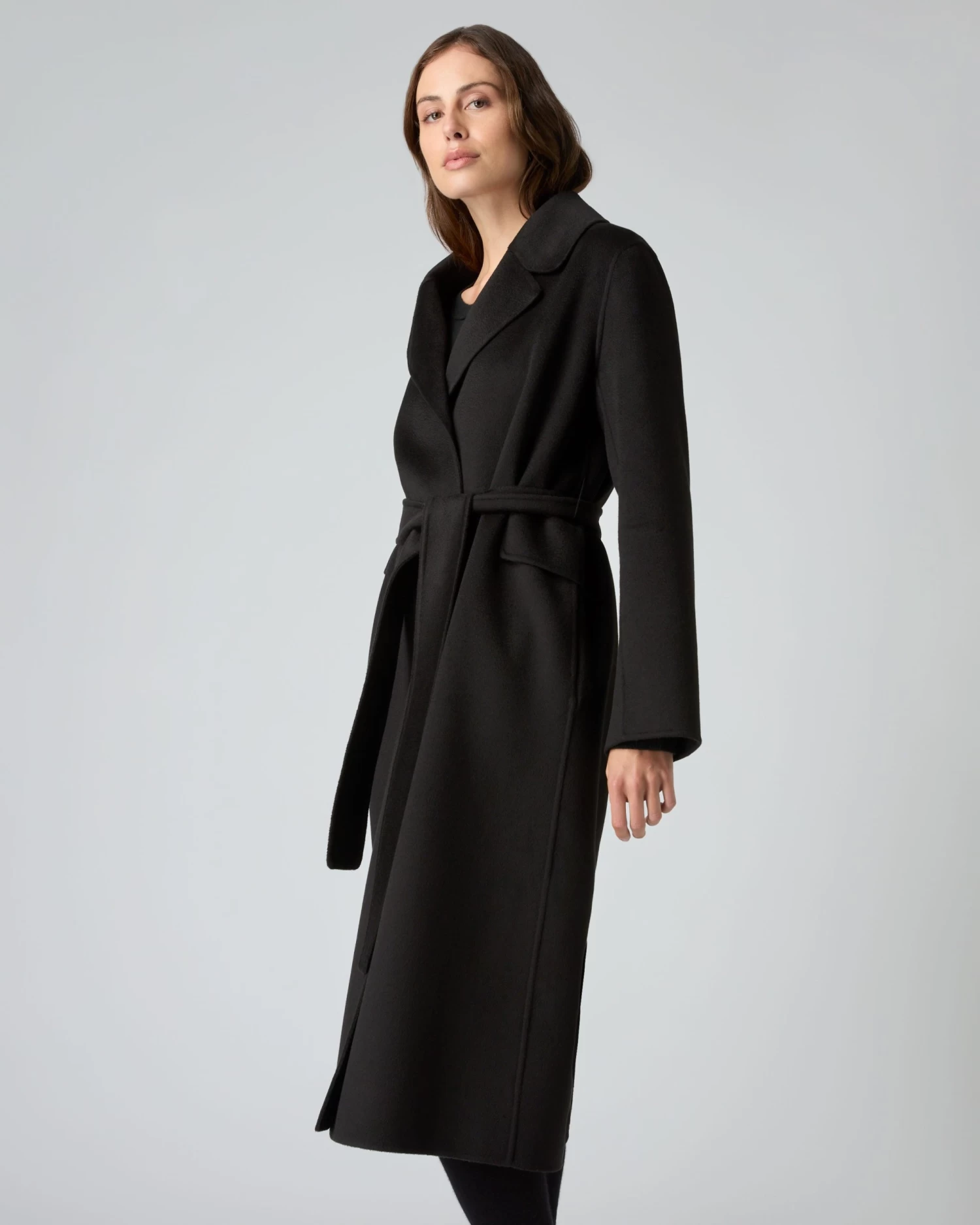 Women's Notch Lapel Cashmere Coat Black 3 Women's Notch Lapel Cashmere Coat Black