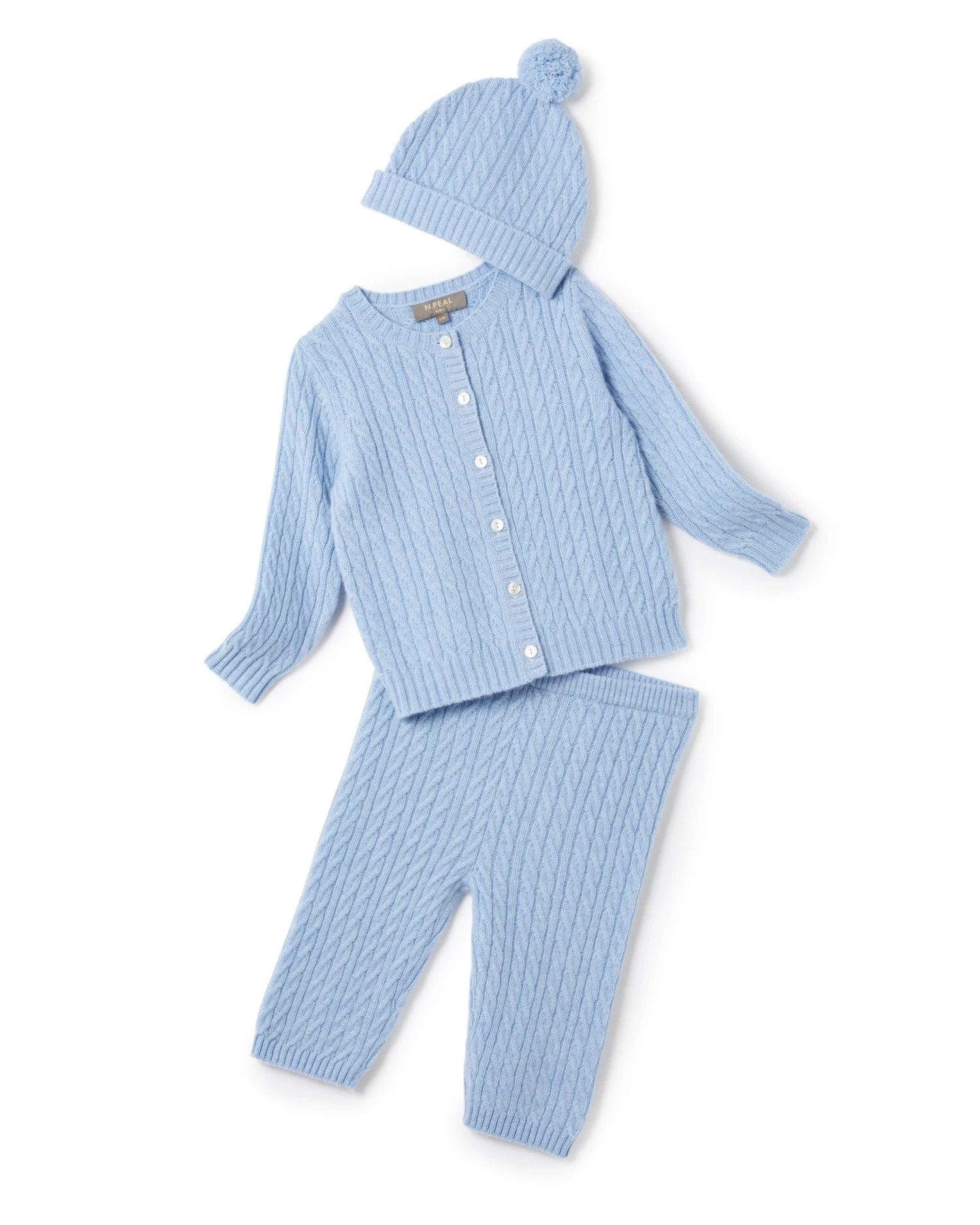 Cashmere Cable Cardigan Cornflower Blue 7 Cashmere Cable Cardigan Cornflower Blue - Image 5