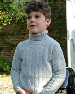 Boys Cable Roll Neck Cashmere Jumper Fumo Grey 12 Boys Cable Roll Neck Cashmere Jumper Fumo Grey -Cozy Fashion Shop DSC 7980