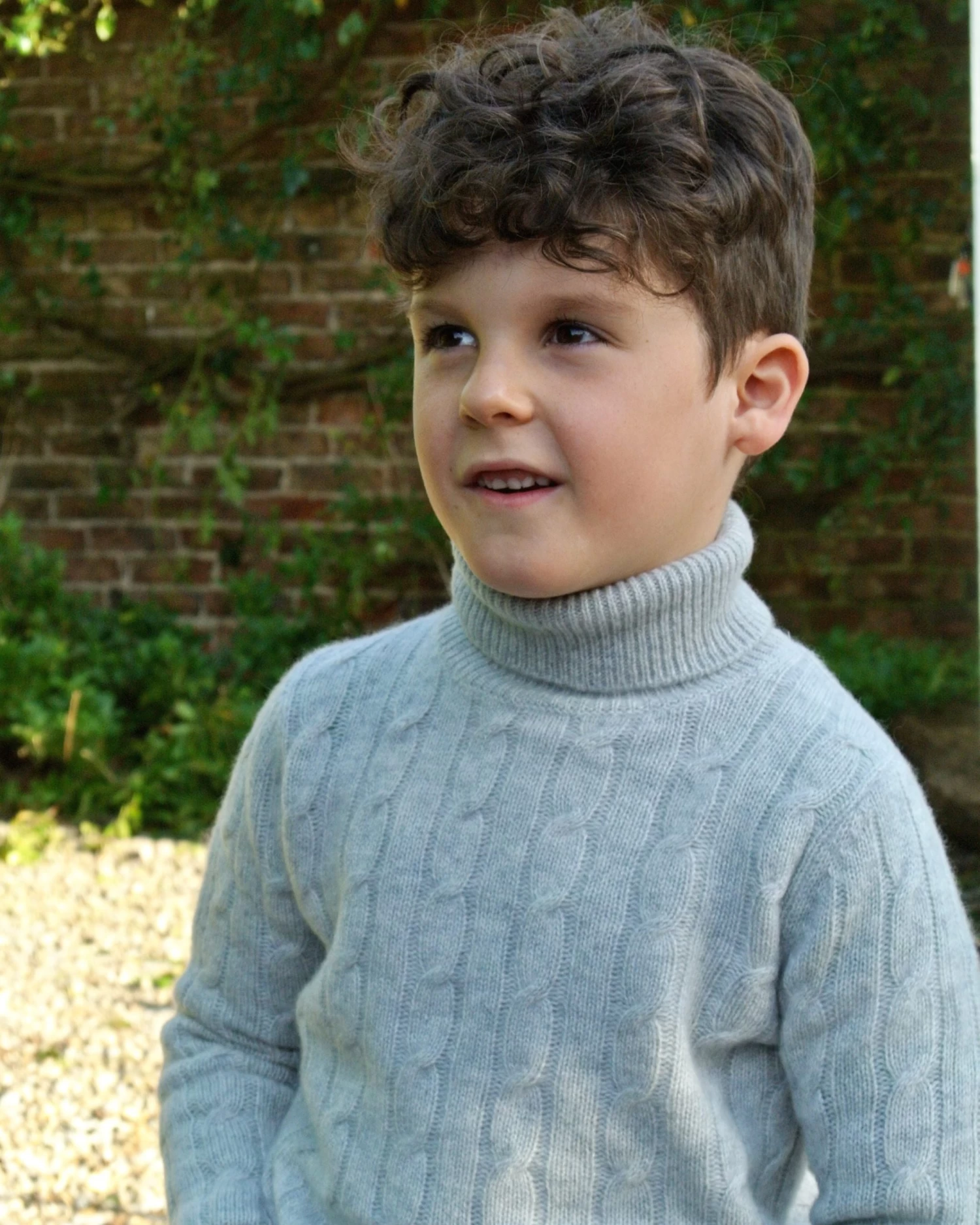 Boys Cable Roll Neck Cashmere Jumper Fumo Grey 8 Boys Cable Roll Neck Cashmere Jumper Fumo Grey - Image 6