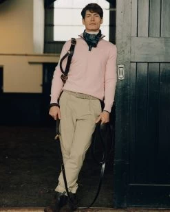 The Jockey Club Men's Half Zip Cashmere Jumper Flamingo Pink