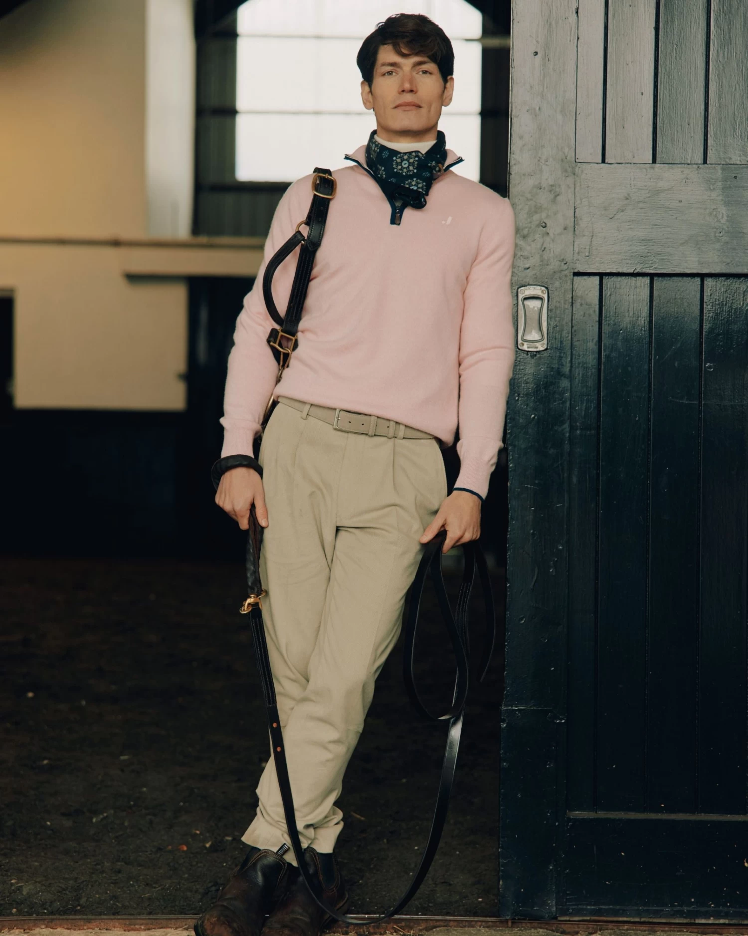 The Jockey Club Men's Half Zip Cashmere Jumper Flamingo Pink 3 The Jockey Club Men's Half Zip Cashmere Jumper Flamingo Pink