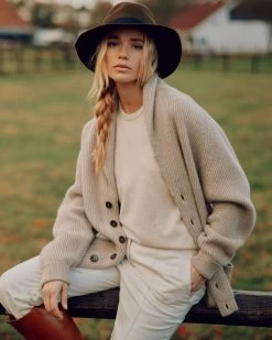 The Jockey Club Women's Round Neck Cashmere Jumper Ecru White -Cozy Fashion Shop NPeal SS24 8 357 R