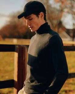 The Jockey Club Men's Roll Neck Cashmere Jumper Navy Blue