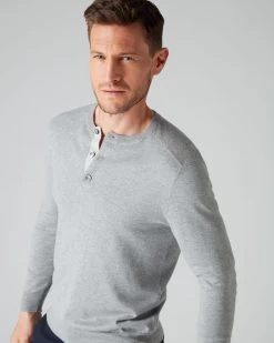007 Round Neck Cotton Cashmere Henley Light Grey 16 007 Round Neck Cotton Cashmere Henley Light Grey -Cozy Fashion Shop SS21 NPG000538JB LIG 5