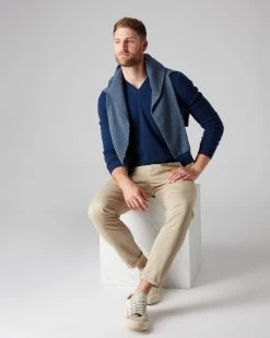 Men's Burlington V Neck Cashmere Jumper French Blue 9 Men's Burlington V Neck Cashmere Jumper French Blue -Cozy Fashion Shop SS22 NPG000106 F71 3