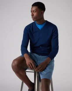 Men's Conduit Fine Gauge Cashmere Jumper French Blue