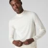 Men's Fine Gauge Cashmere Mock Turtle Neck Jumper New Ivory White -Cozy Fashion Shop SS22 NPG000300 NIV 1