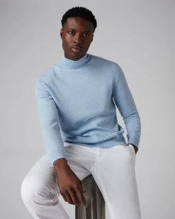 Men's Turtle Neck Cashmere Jumper Cornflower Blue