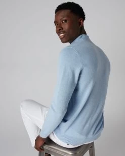 Men's Turtle Neck Cashmere Jumper Cornflower Blue -Cozy Fashion Shop SS22 NPG000450 C31 4