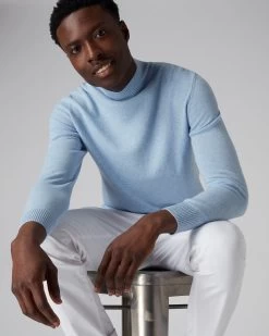Men's Turtle Neck Cashmere Jumper Cornflower Blue -Cozy Fashion Shop SS22 NPG000450 C31 5