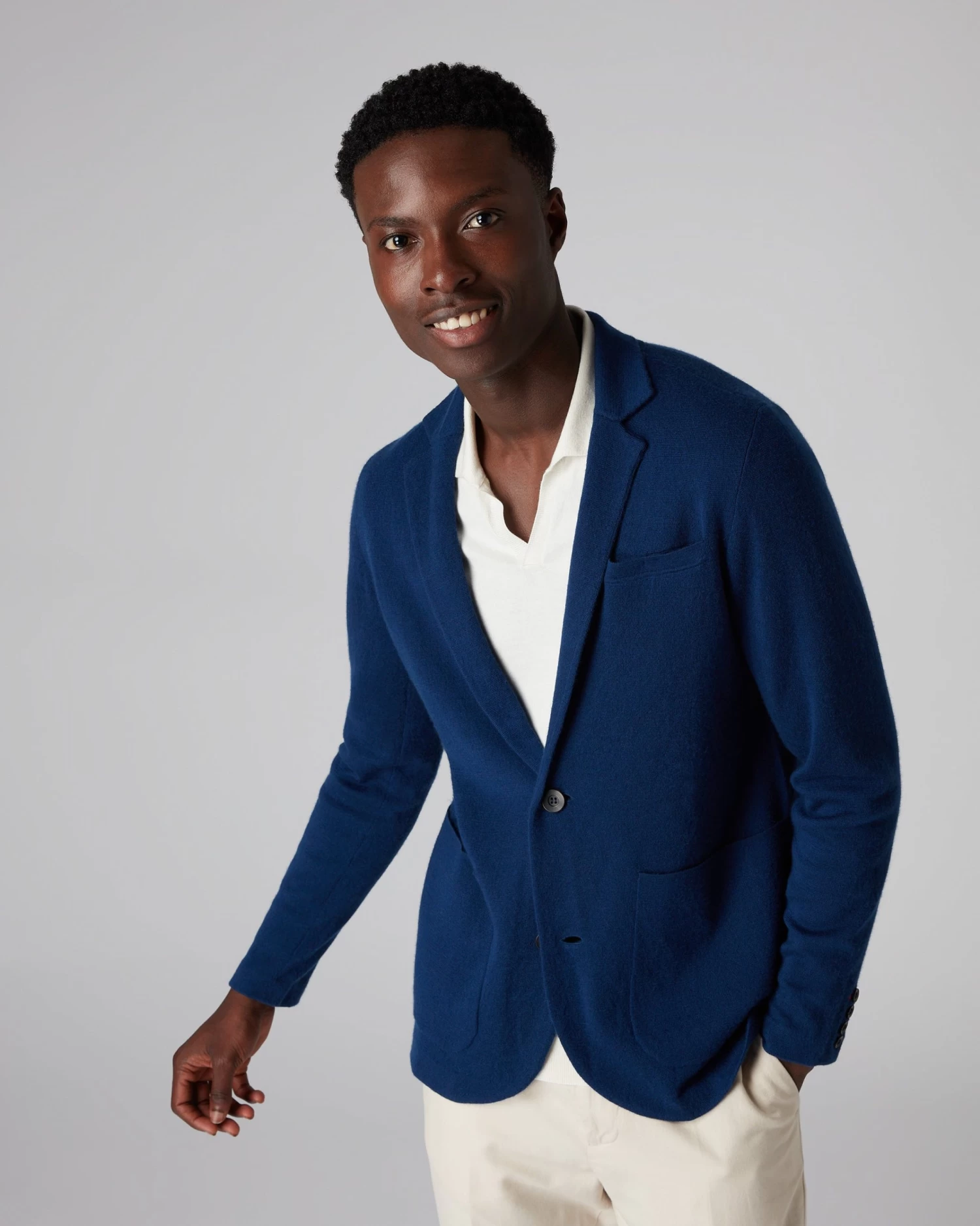 Men's Marlborough Fine Gauge Cashmere Jacket French Blue 2 Men's Marlborough Fine Gauge Cashmere Jacket French Blue