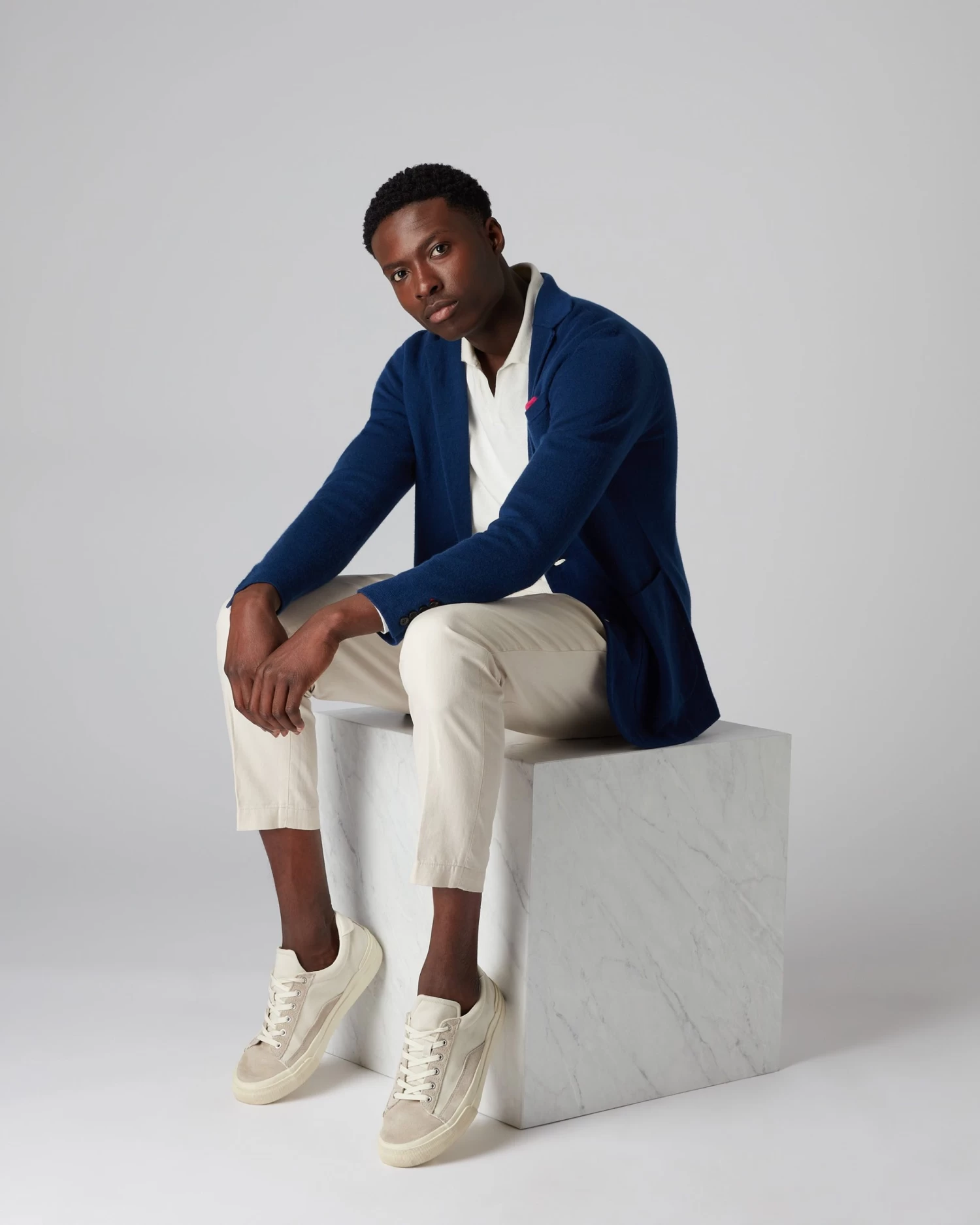 Men's Marlborough Fine Gauge Cashmere Jacket French Blue 4 Men's Marlborough Fine Gauge Cashmere Jacket French Blue - Image 3