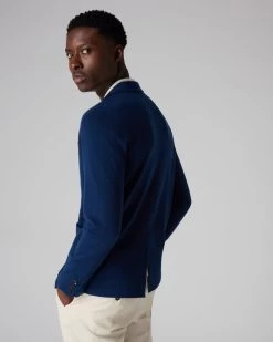 Men's Marlborough Fine Gauge Cashmere Jacket French Blue 10 Men's Marlborough Fine Gauge Cashmere Jacket French Blue -Cozy Fashion Shop SS22 NPG000460B F72 4